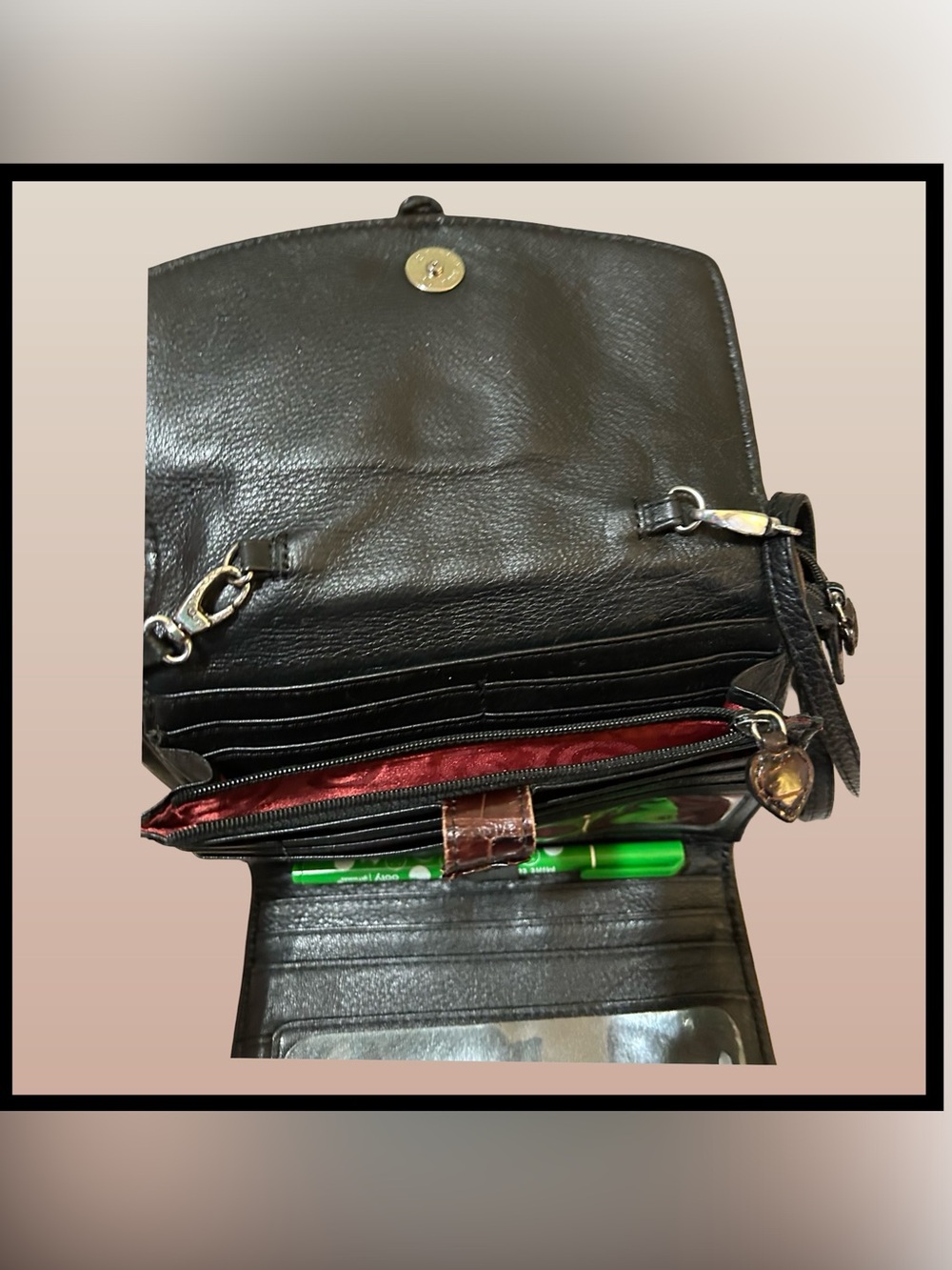 GOOD PLUS CONDITION! BRIGHTON NEPAL ORGANIZATION PEBBLE LEATHER CROSSBODY PURSE! - Picture 8 of 16